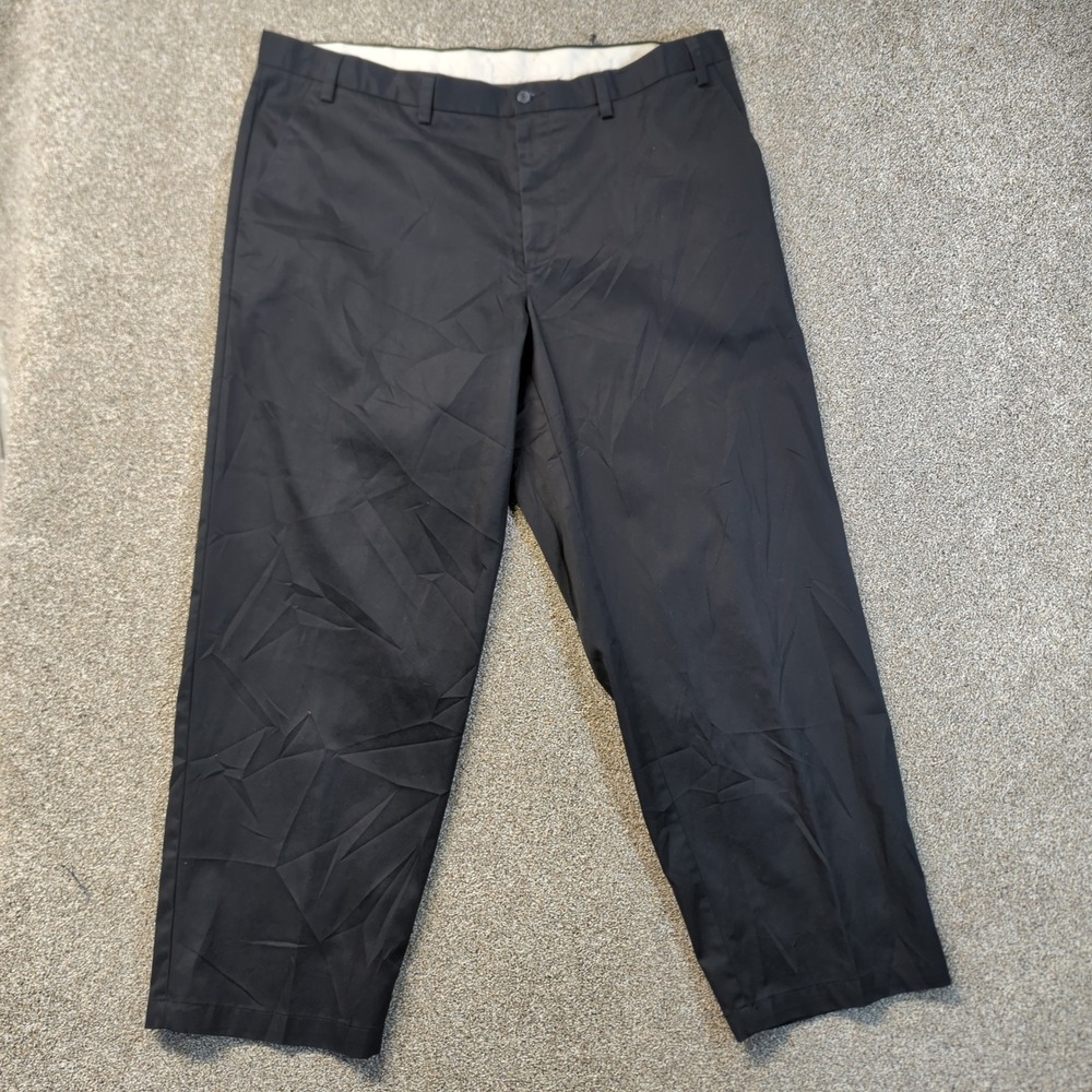 George Chino Pants Mens 44x32 Black Soot Flat Front Stretch Casual Trousers